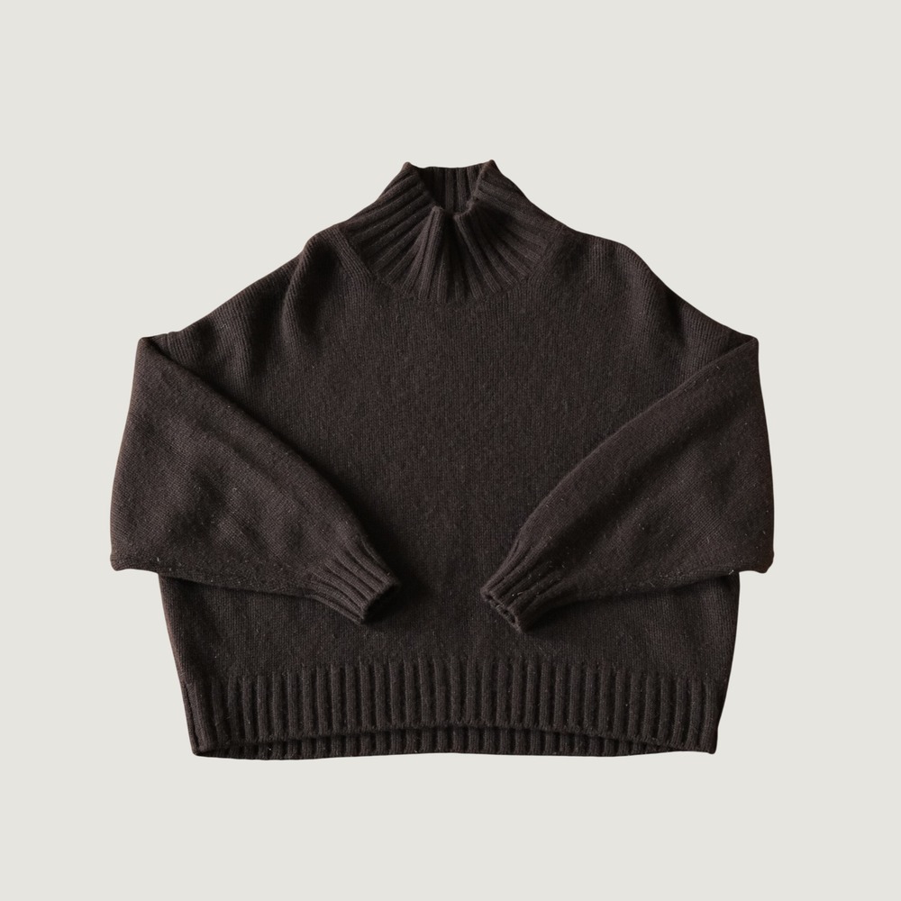 COS Jumper Turtleneck Dark Brown 100% Pure Cashmere Chunky Knit Size M Oversized